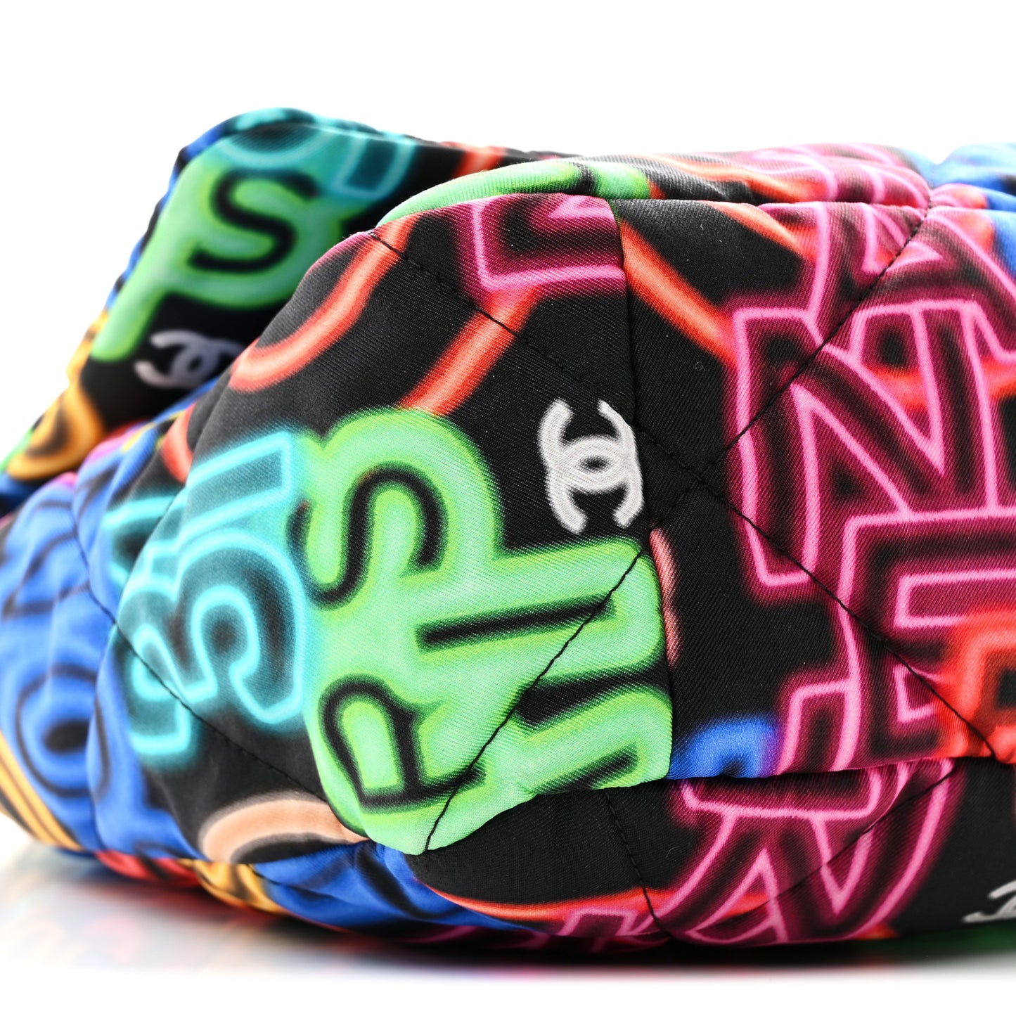 Fabric Printed Neon Graffiti Large Chanel 19 Flap Black Multicolor