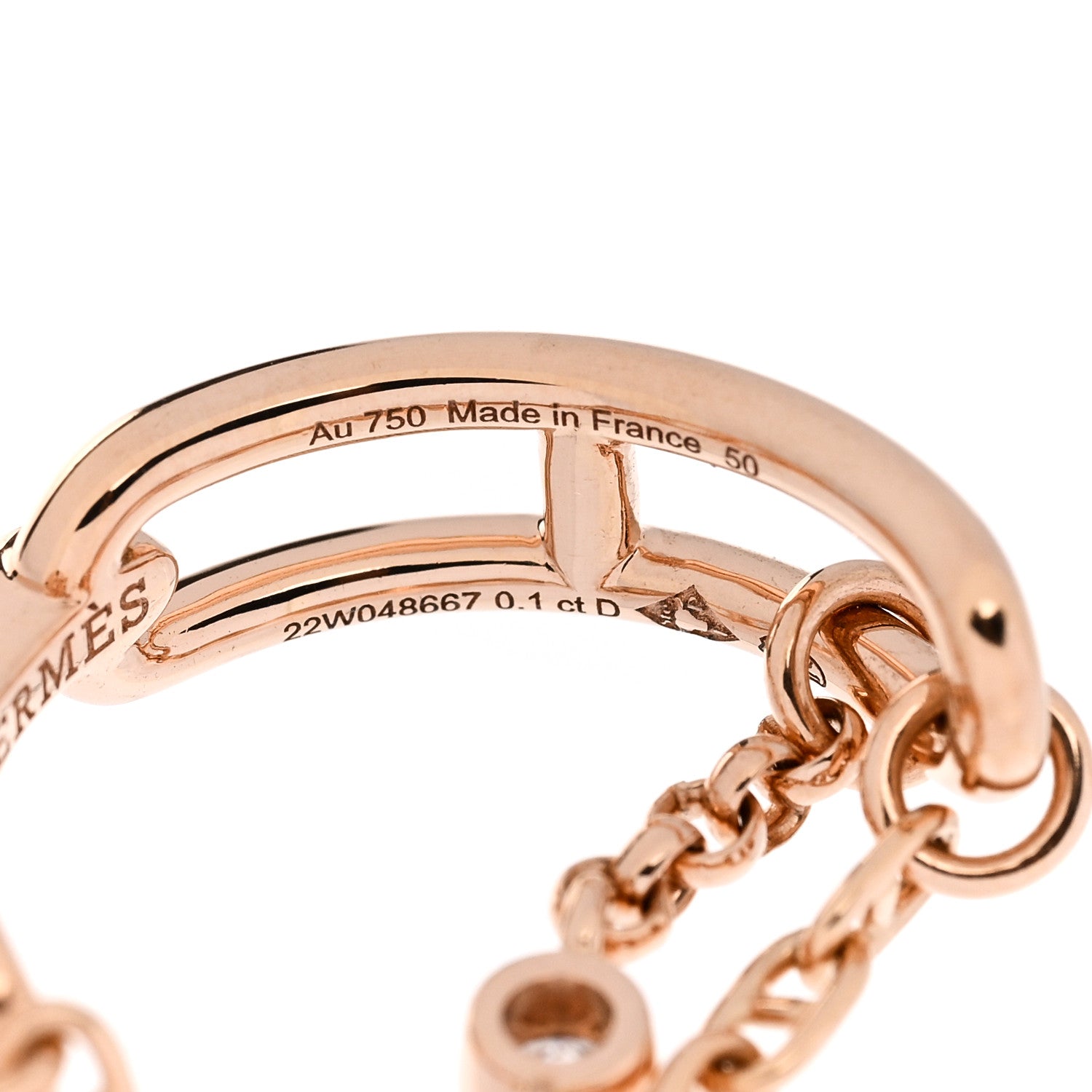 Hermes 18K Rose Gold Diamond PM Chaine d'Ancre Chaos Ring 50 5.5 5 of 6