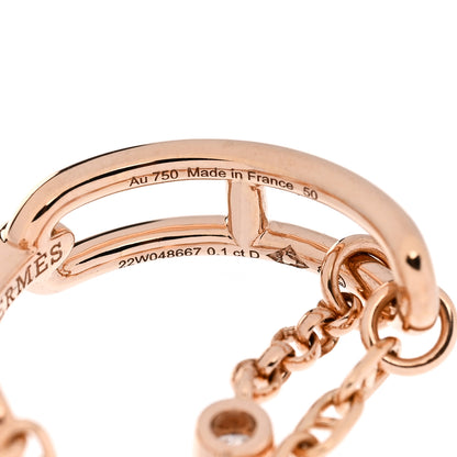Hermes 18K Rose Gold Diamond PM Chaine d'Ancre Chaos Ring 50 5.5 5 of 6