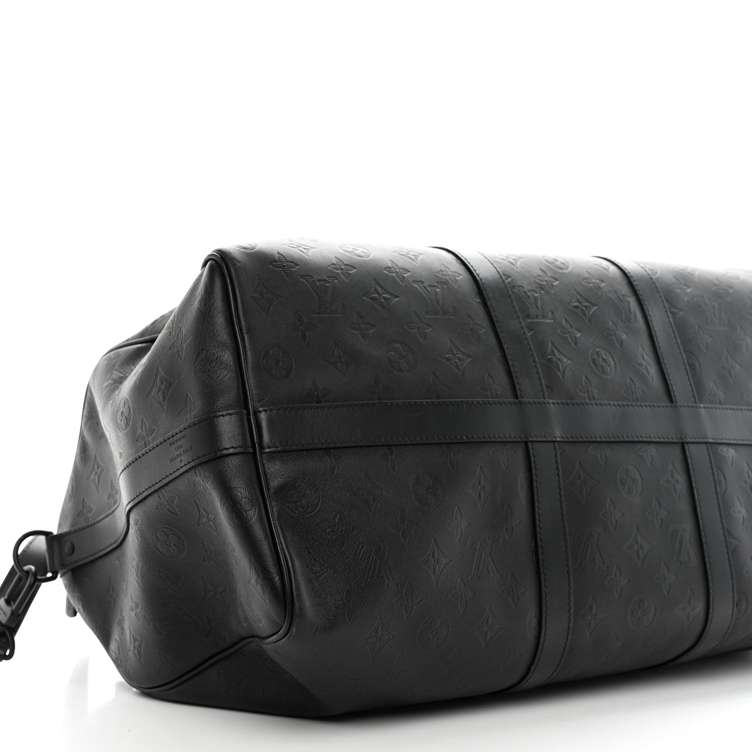 Louis Vuitton Calfskin Shadow Monogram Keepall Bandouliere 50 Black 7 of 9