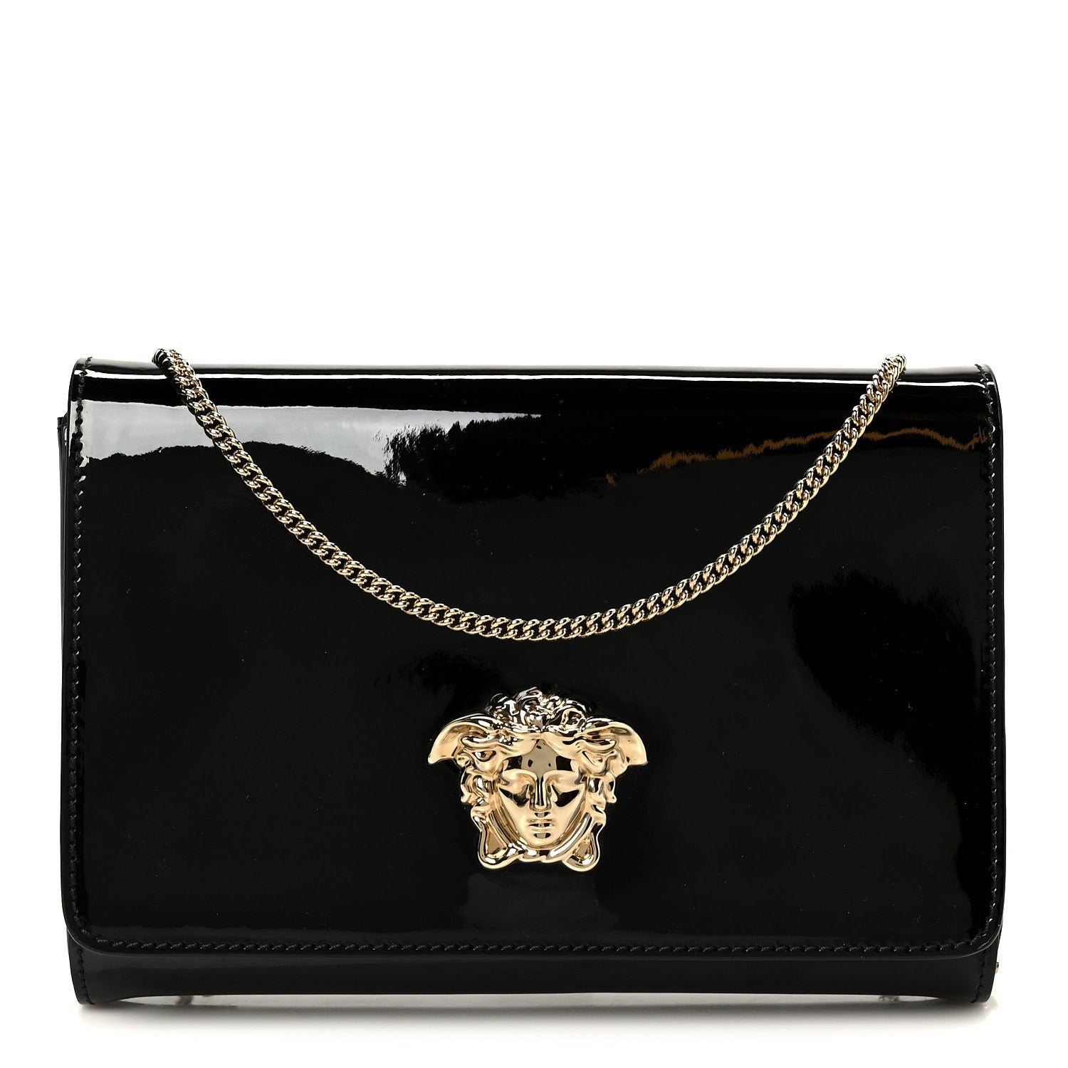 Versace Patent Palazzo Medusa Chain Evening Bag Black 1 of 10
