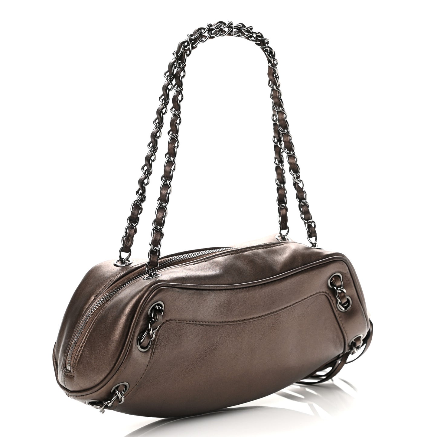 Metallic Lambskin Tassel Shoulder Bag Bronze