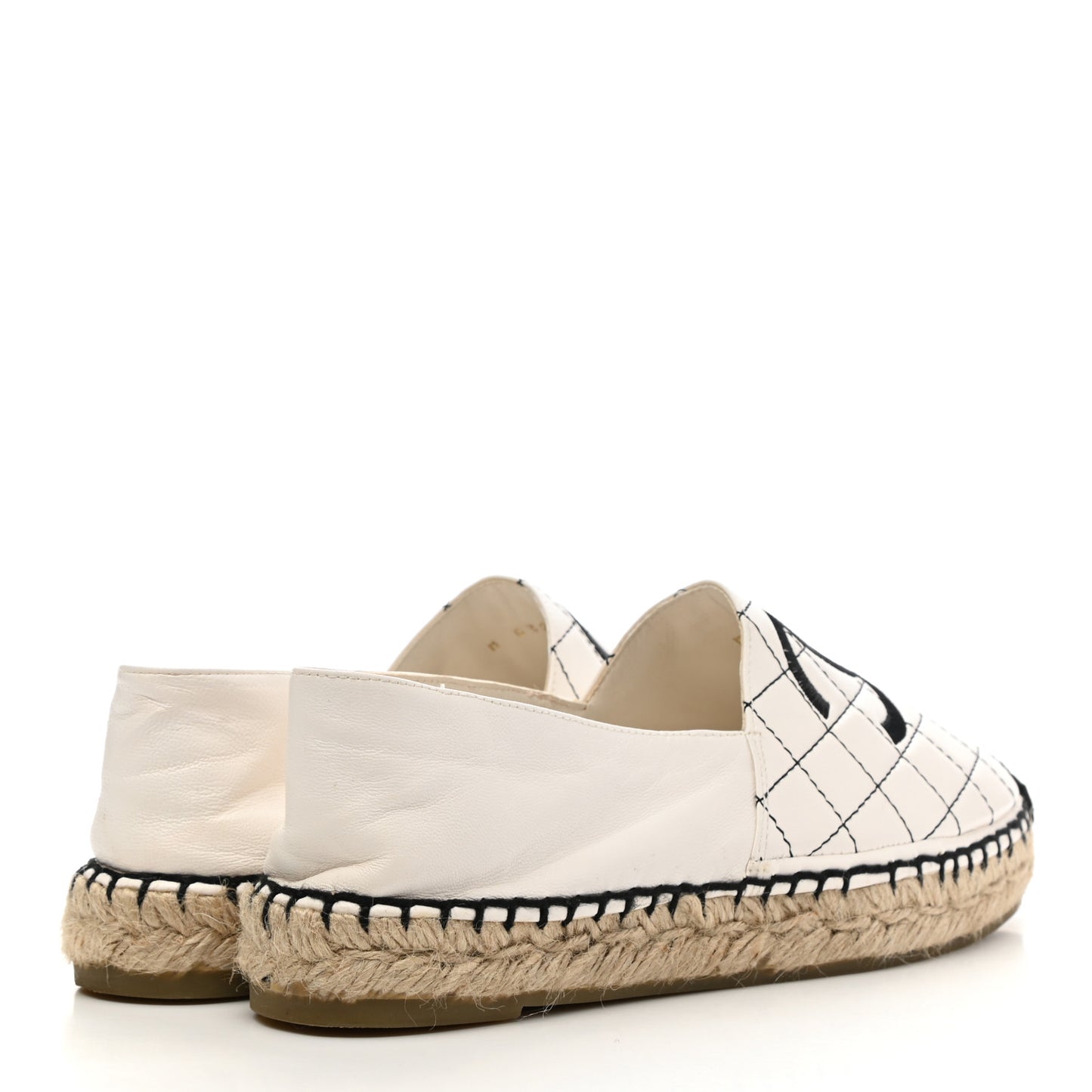 Lambskin Stitched CC Espadrilles 37 White Black