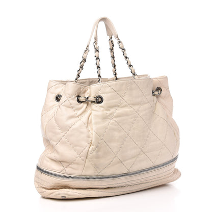 Chanel Lambskin Stitched Expandable Tote White 3 of 16