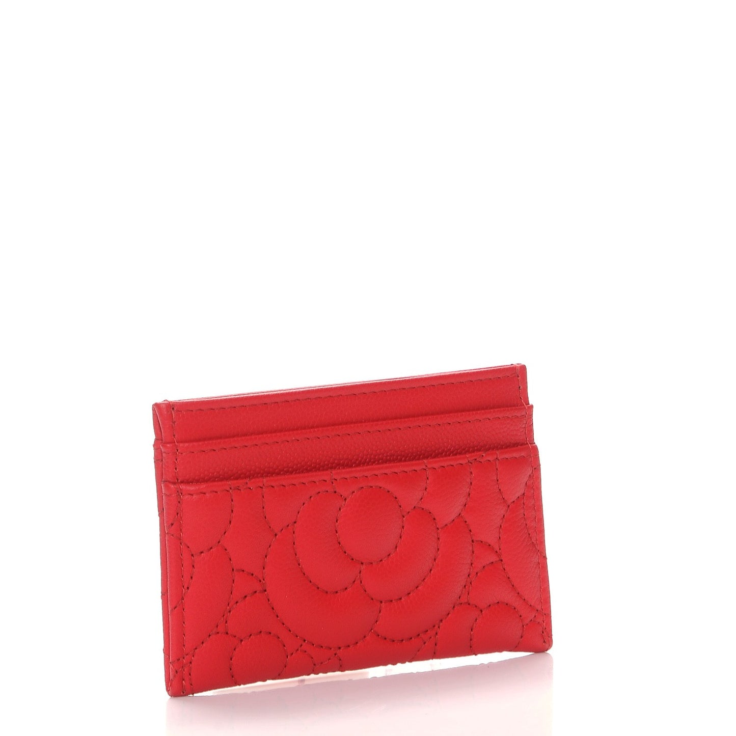 Caviar Camellia Embossed Card Holder Red