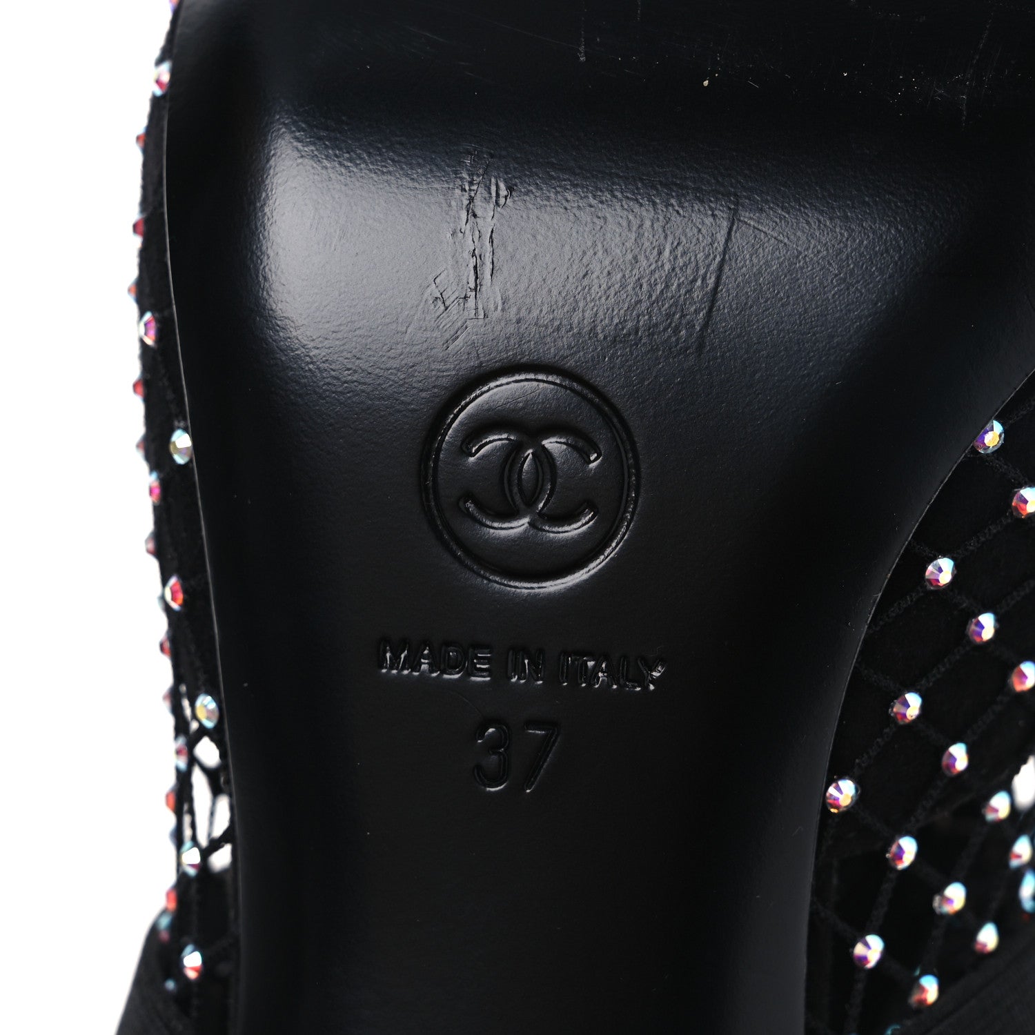 Chanel Resille Strass Kid Suede Patent Mary Jane Short Boots 37 Black 8 of 10