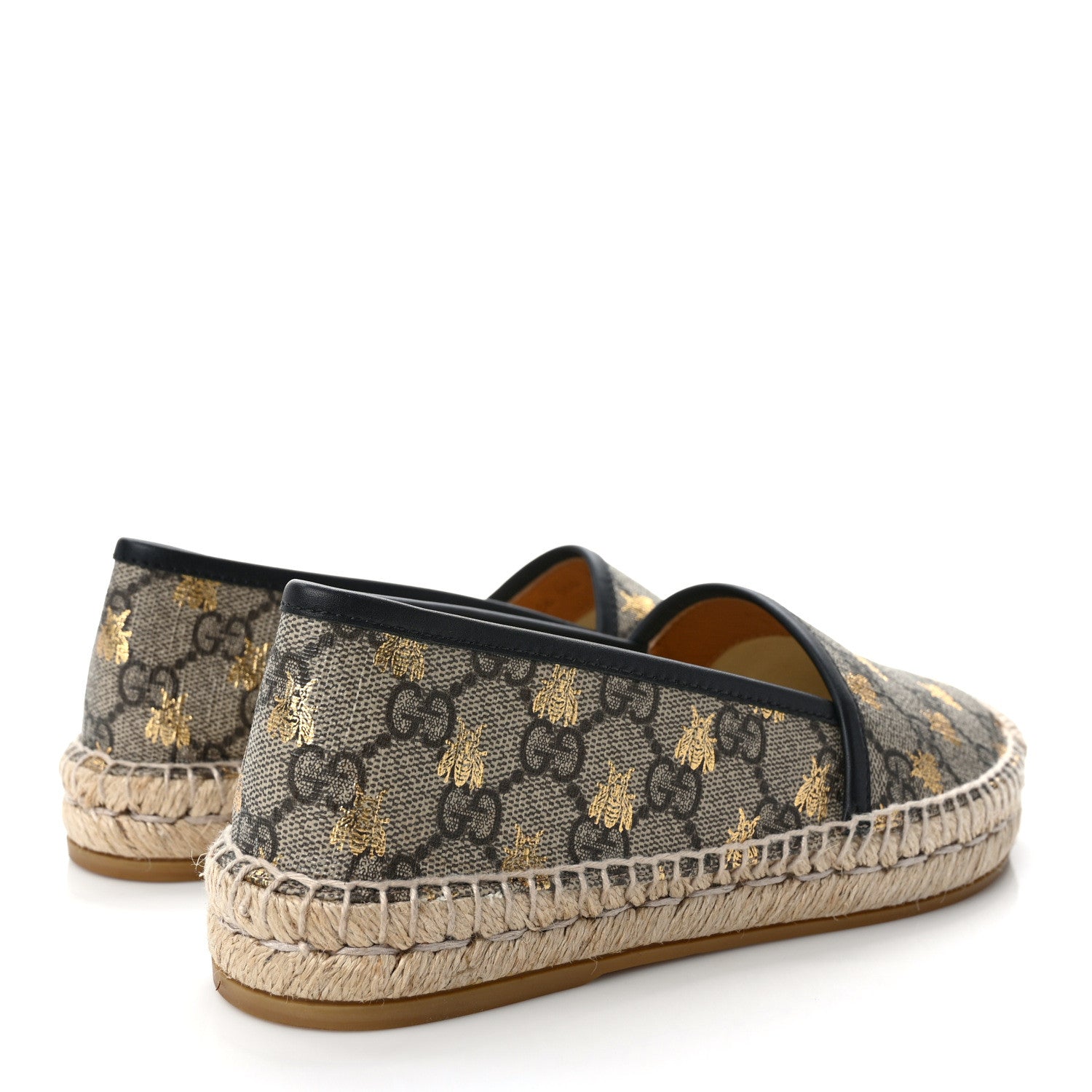 Gucci GG Supreme Monogram Bees Espadrille Flats 36 Beige Ebony Oro Black 4 of 8