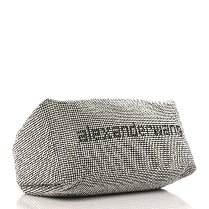 Alexander Wang Mesh Crystal Rhinestone Mini Scrunchie Clutch Black Silver 4 of 8