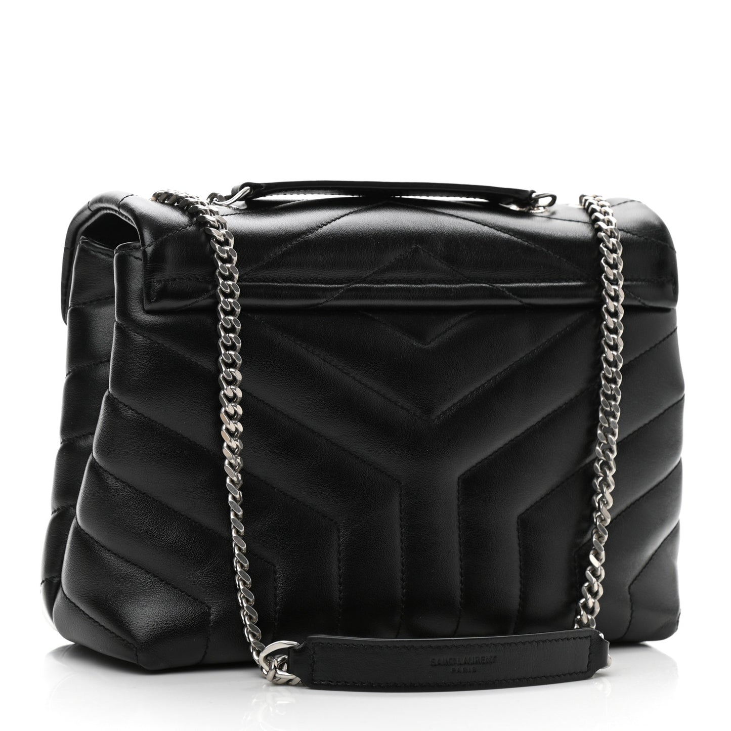 Calfskin Y Quilted Monogram Small Loulou Chain Satchel Black