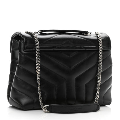 Saint Laurent Calfskin Y Quilted Monogram Small Loulou Chain Satchel Black 3 of 10