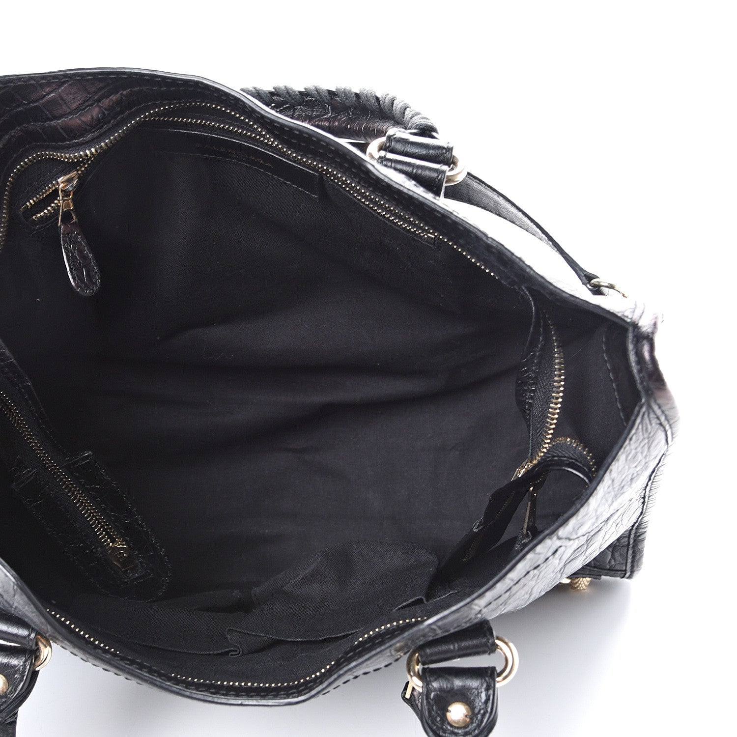 Balenciaga Calfskin Crocodile Embossed Giant 12 Gold Hardware City Black 4 of 14