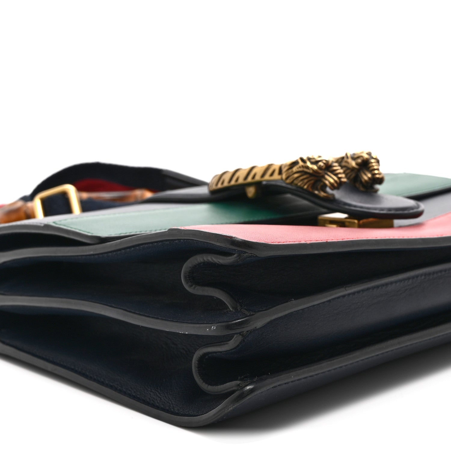 Gucci Moon Calfskin Bamboo Web Medium Dionysus Top Handle Bag Blue Emerald Hibiscus Red 9 of 11