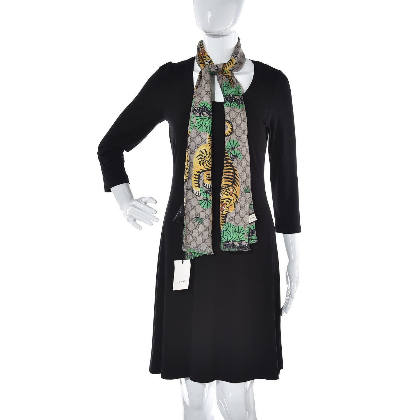 Silk GG Supreme Bengal Print Scarf Beige