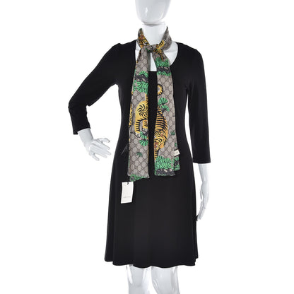 Gucci Silk GG Supreme Bengal Print Scarf Beige 2 of 5
