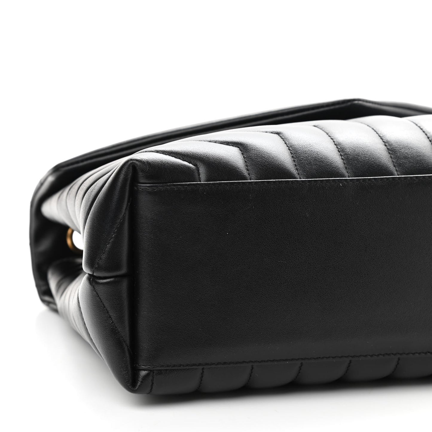 Calfskin Y Quilted Monogram Medium Loulou Chain Satchel Black