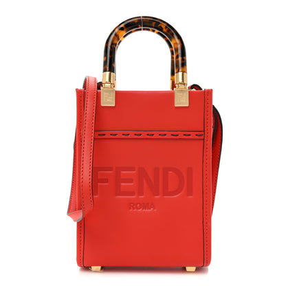 Fendi Vitello King Plexiglass Logo Embossed Mini Fendi Sunshine Shopper Tote Papavero 1 of 10