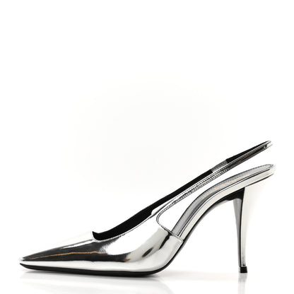 Saint Laurent Patent Tom 90 Dream Slingback Pumps 40 Argento 1 of 8