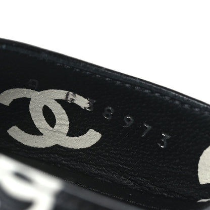 Chanel Printed Lambskin CC Sandals 37 Black White 6 of 8
