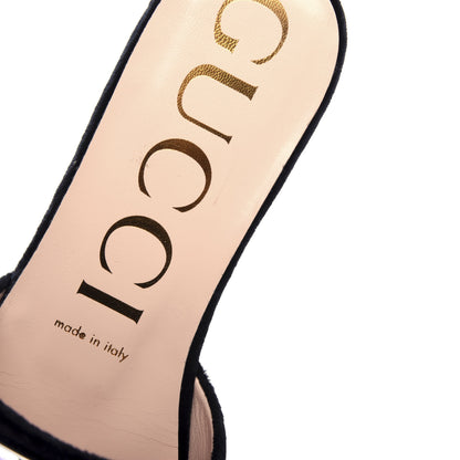 Gucci Velvet Crystal Square G Madelyn Slippers 37.5 Black 7 of 10