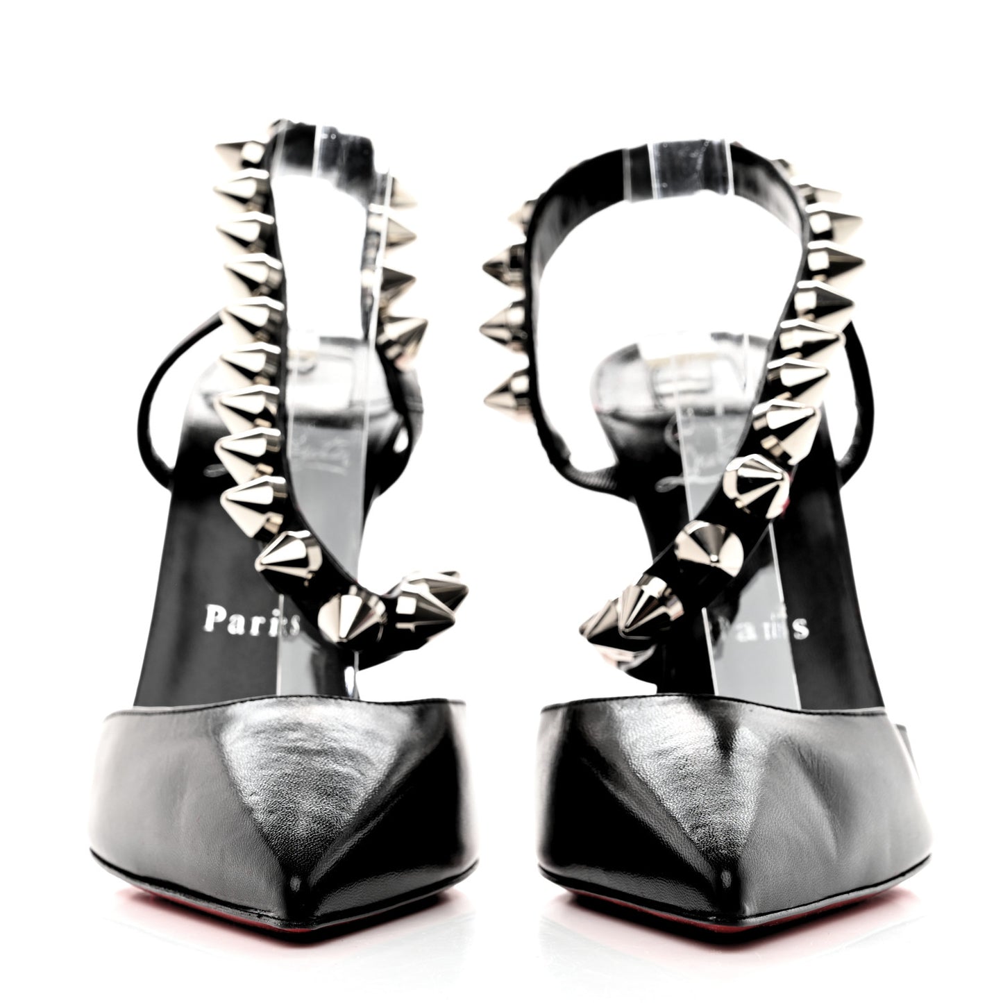 Calfskin Spikita Slingback 100 Stiletto Pumps 38.5 Black Silver