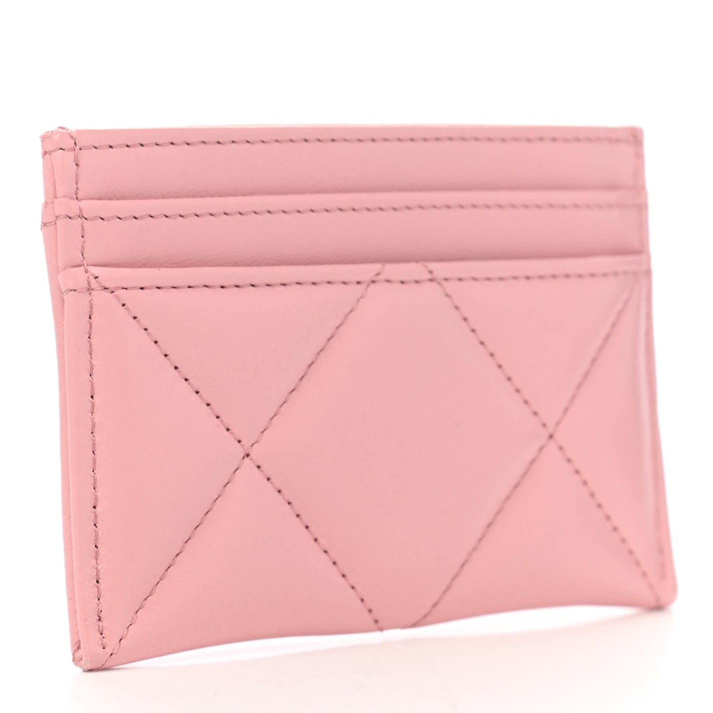 Lambskin Quilted Chanel 19 Card Holder Light Pink