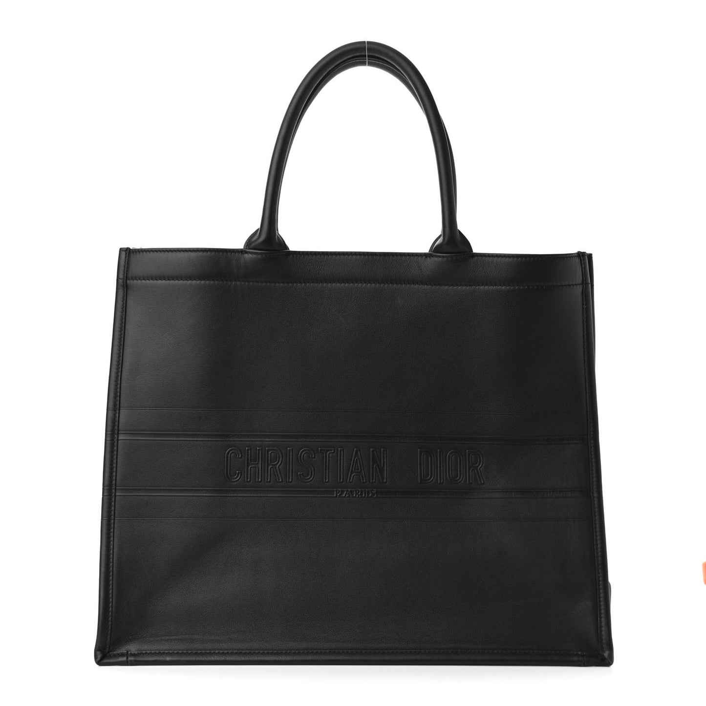 Calfskin Embossed Large Book Tote Black