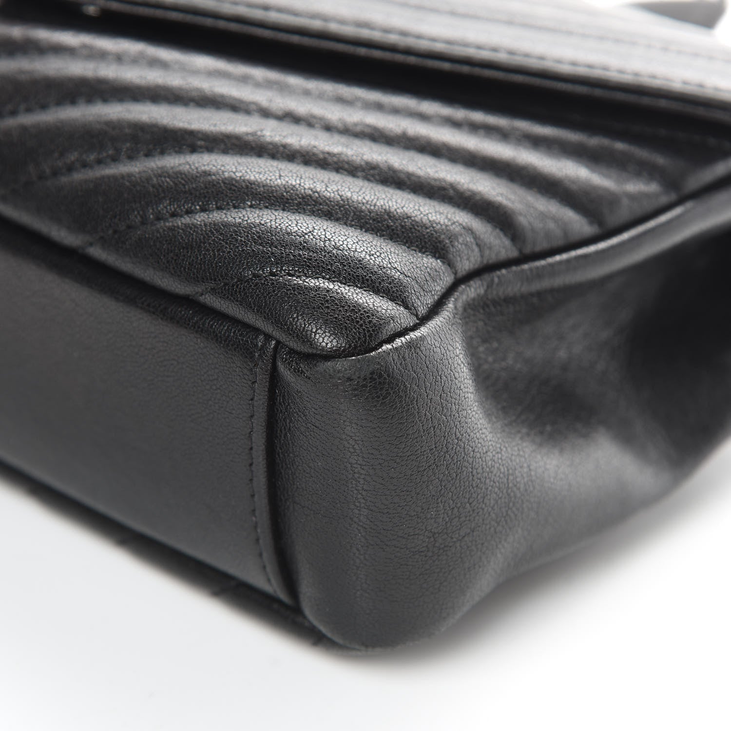 Saint Laurent Sheepskin Matelasse Chevron Monogram Medium College Bag Black 10 of 15