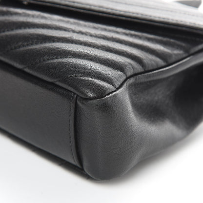 Saint Laurent Sheepskin Matelasse Chevron Monogram Medium College Bag Black 10 of 15