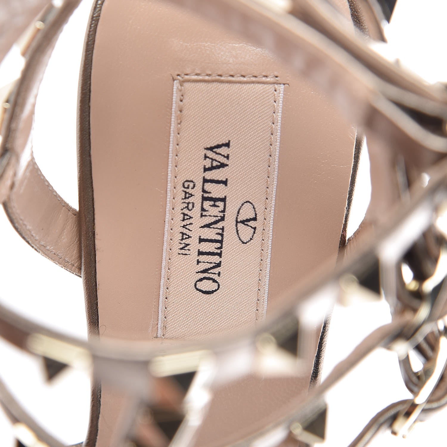 Valentino Garavani Metallic Pebbled Calfskin Rockstud Ankle Strap 65mm Pumps 36.5 Sasso 7 of 9
