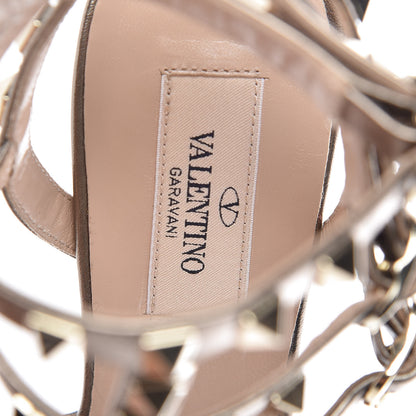 Valentino Garavani Metallic Pebbled Calfskin Rockstud Ankle Strap 65mm Pumps 36.5 Sasso 7 of 9