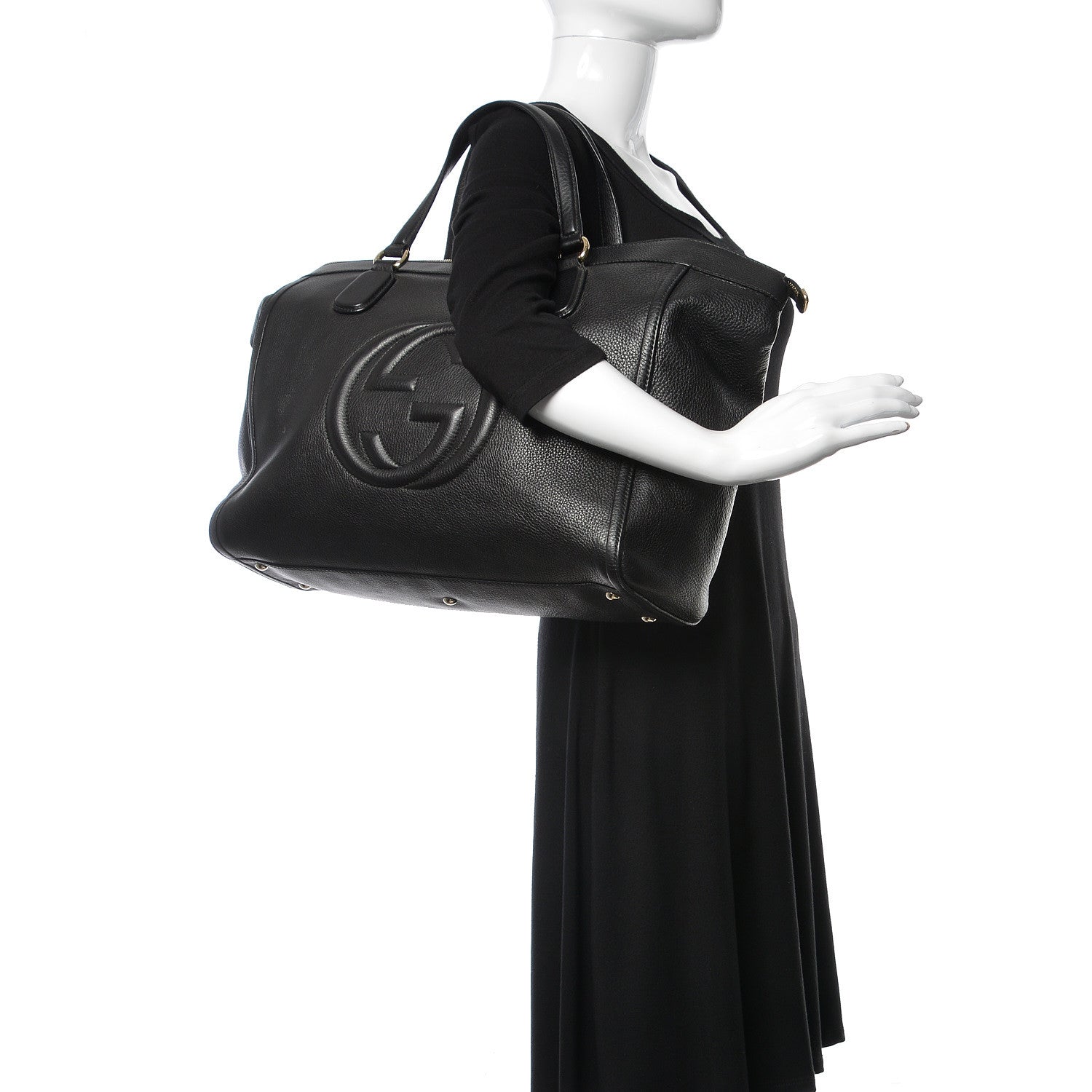 Gucci Pebbled Calfskin Large Soho Top Handle Bag Black 3 of 11