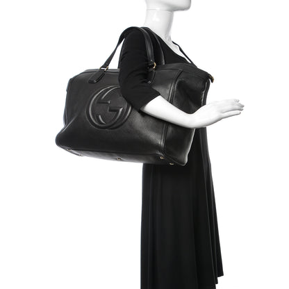 Gucci Pebbled Calfskin Large Soho Top Handle Bag Black 3 of 11