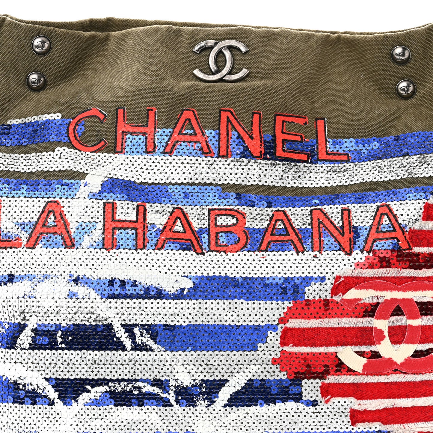 Canvas Sequins Cubano Trip Hobo Khaki