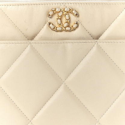 Chanel Shiny Goatskin Quilted Chanel 19 Pouch Beige 8 of 11
