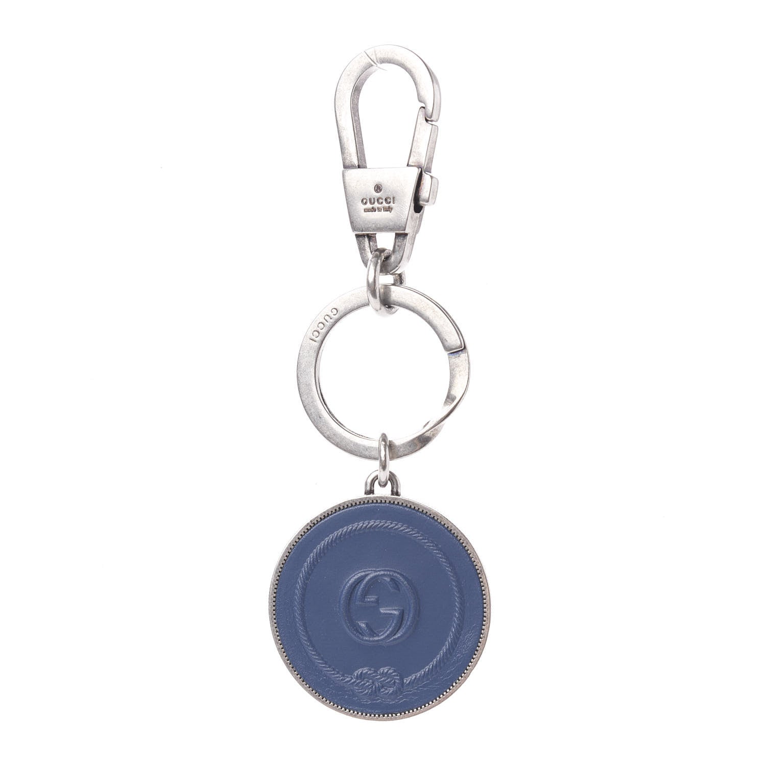Gucci Calfskin Interlocking G Key Chain Blue 1 of 4