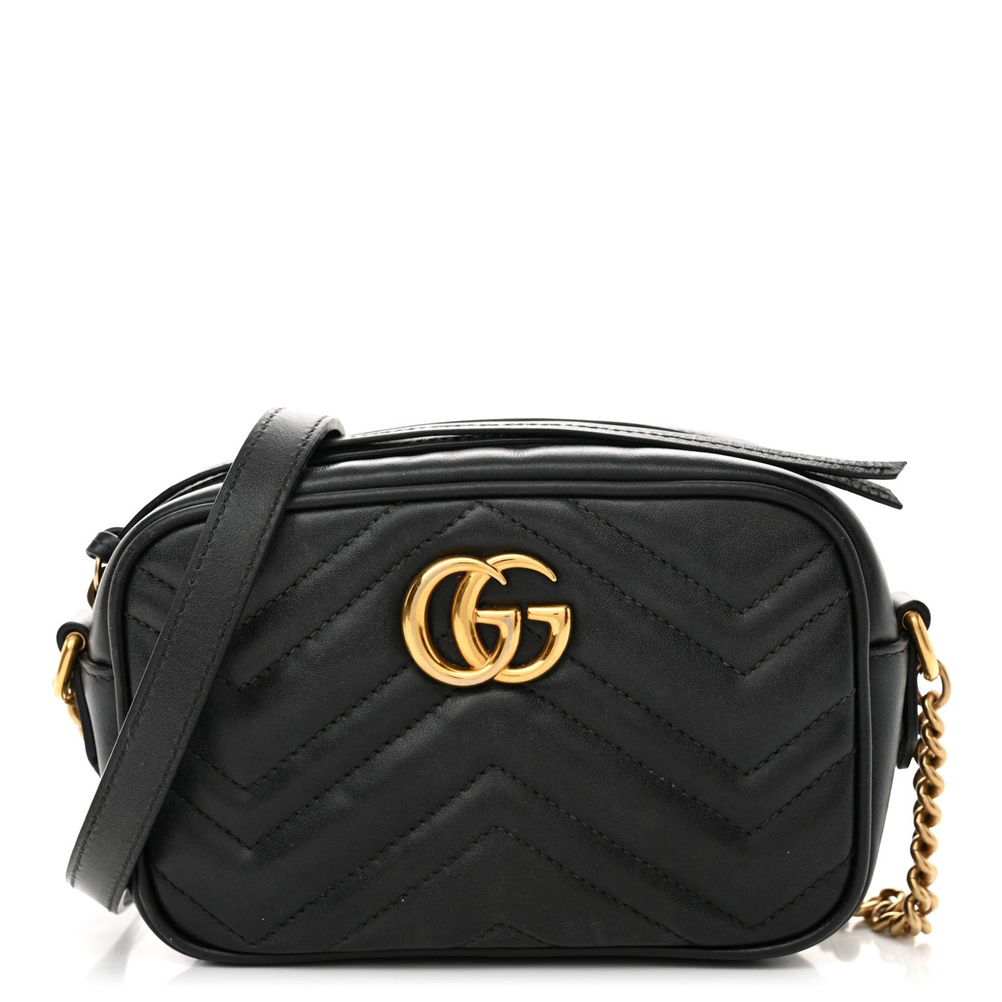 Calfskin Matelasse Mini GG Marmont Chain Shoulder Bag Black