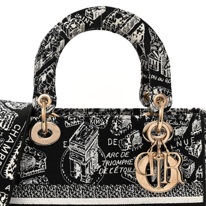 Christian Dior Canvas Embroidered Medium Plan de Paris Lady D-Lite Black White 7 of 9