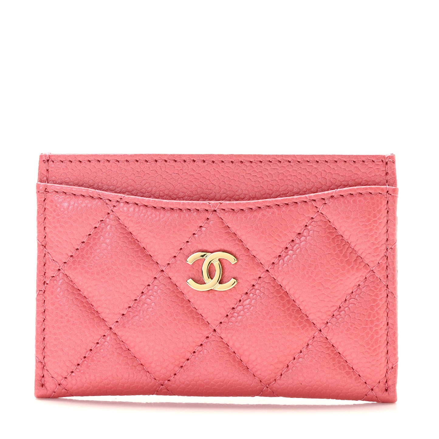 Caviar Quilted Card Holder Pink