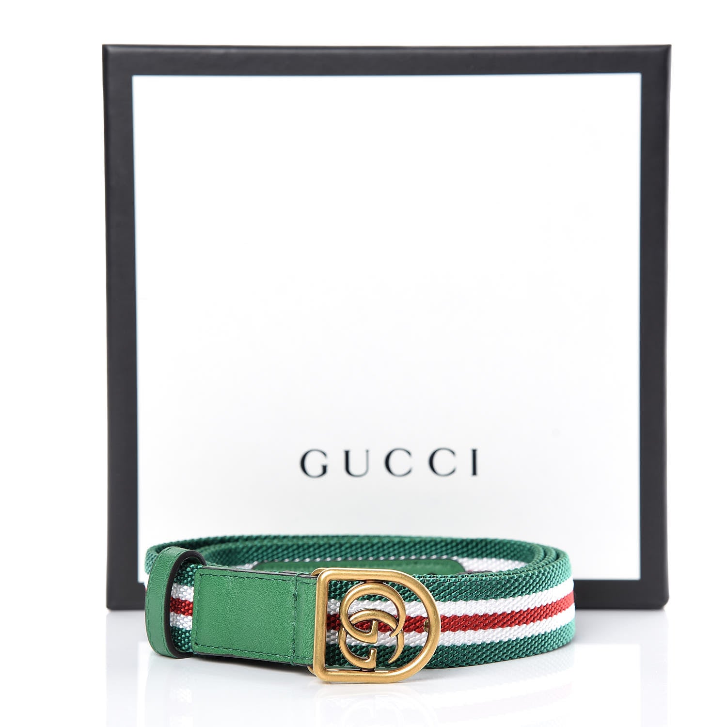 Gucci Canvas Striped GG Belt 90 36 Green Red 7 of 7