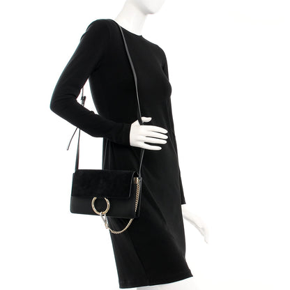Chloe Suede Calfskin Small Faye Shoulder Bag Black 2 of 7