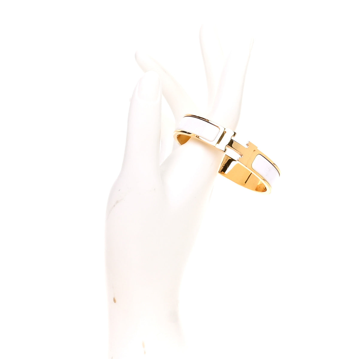 Enamel Narrow Clic Clac H Bracelet PM White