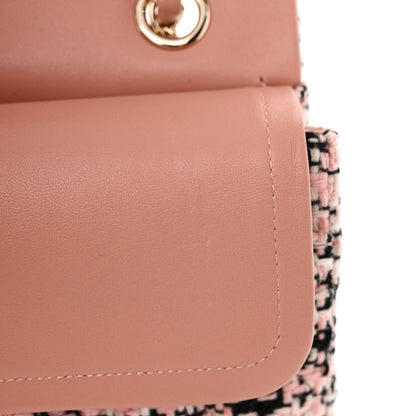 Chanel Tweed Quilted Medium Double Flap Pink Black White 11 of 12