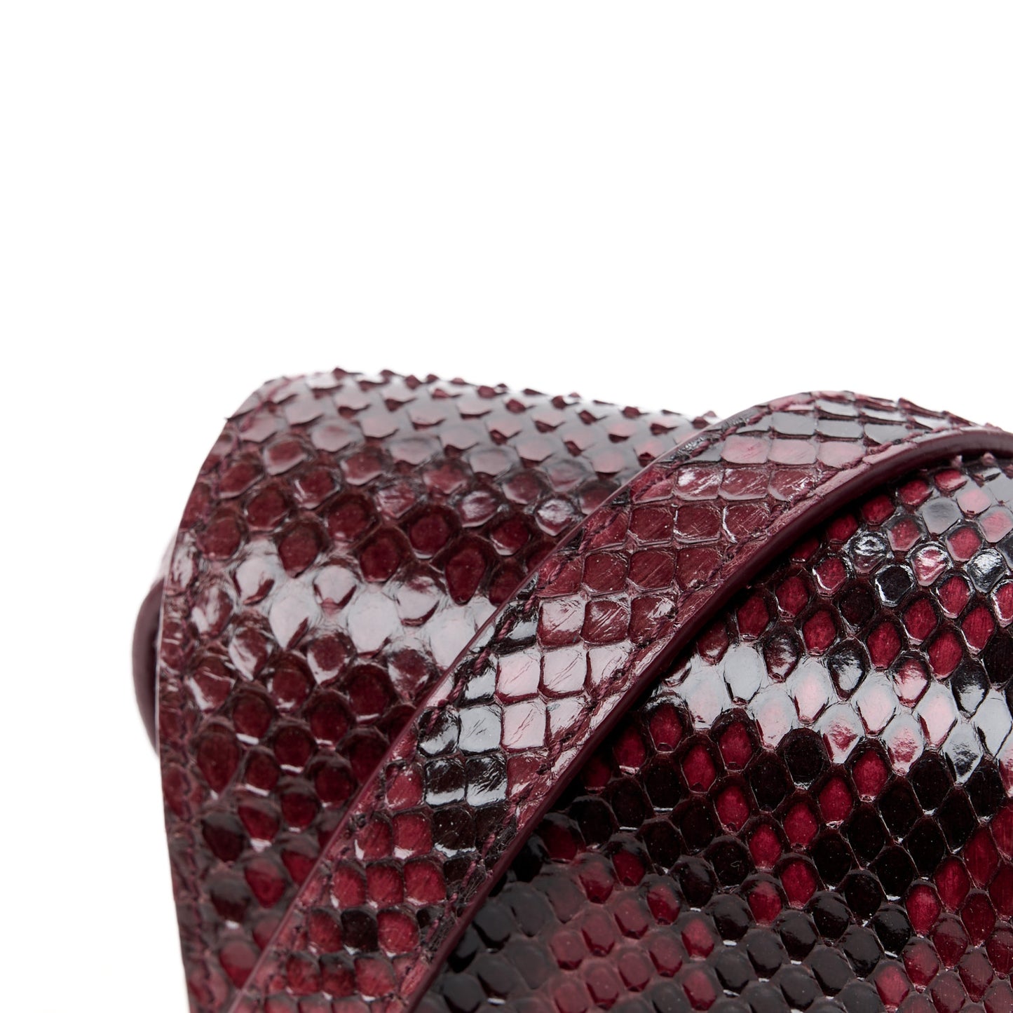 SAINT LAURENT Snakeskin Small Kaia Satchel Burgundy