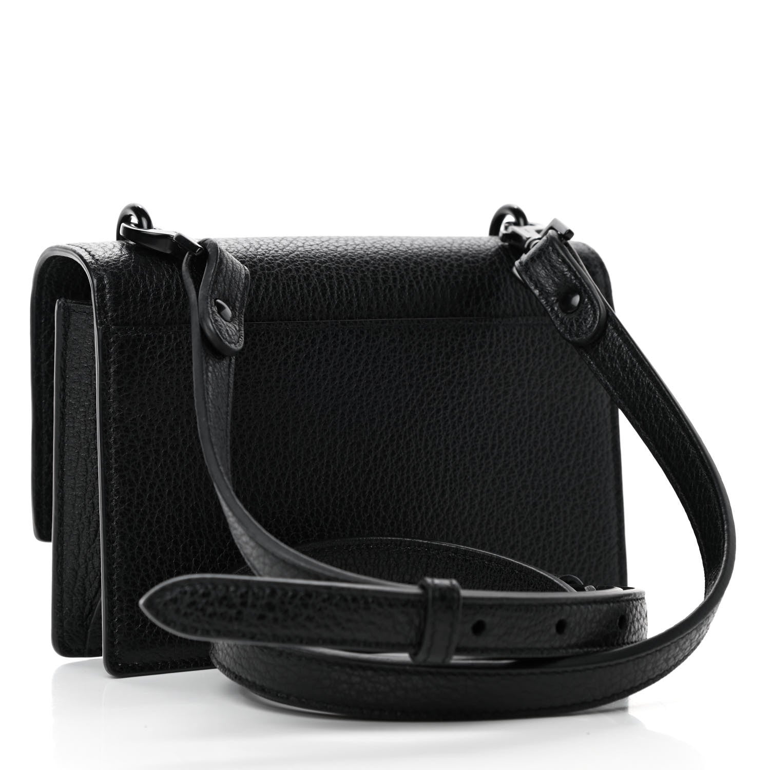 Saint Laurent Grained Calfskin Monogram Sunset Strap Wallet Black 2 of 4