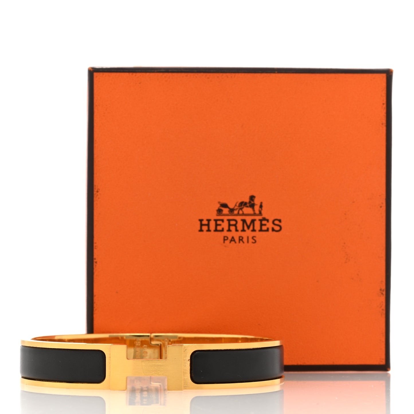 Matte Enamel Narrow Clic Clac HH Bracelet GM Black