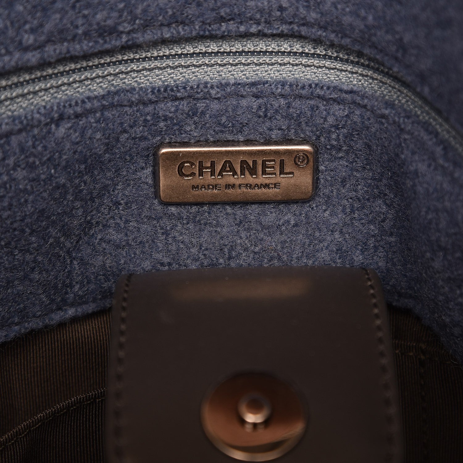 Chanel Felt Embroidered Large Crest Austrian Satchel Blue 6 of 8