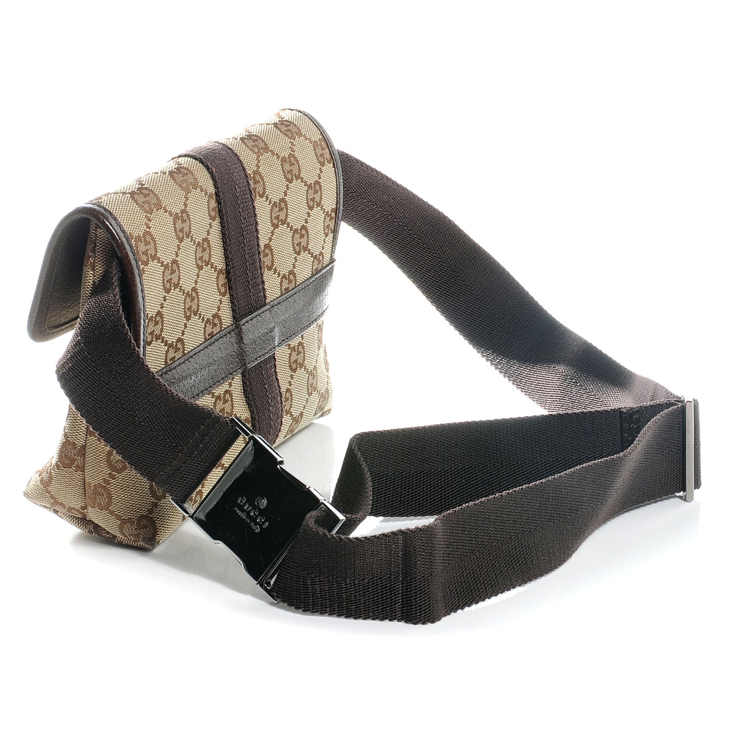 GG Monogram Buckle Belt Bag Dark Brown