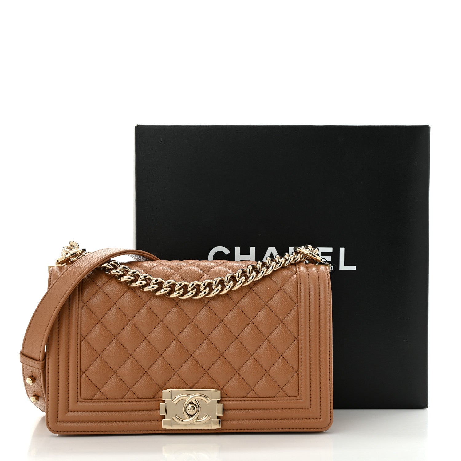 Chanel Caviar Quilted Medium Boy Flap Brown 12 of 12