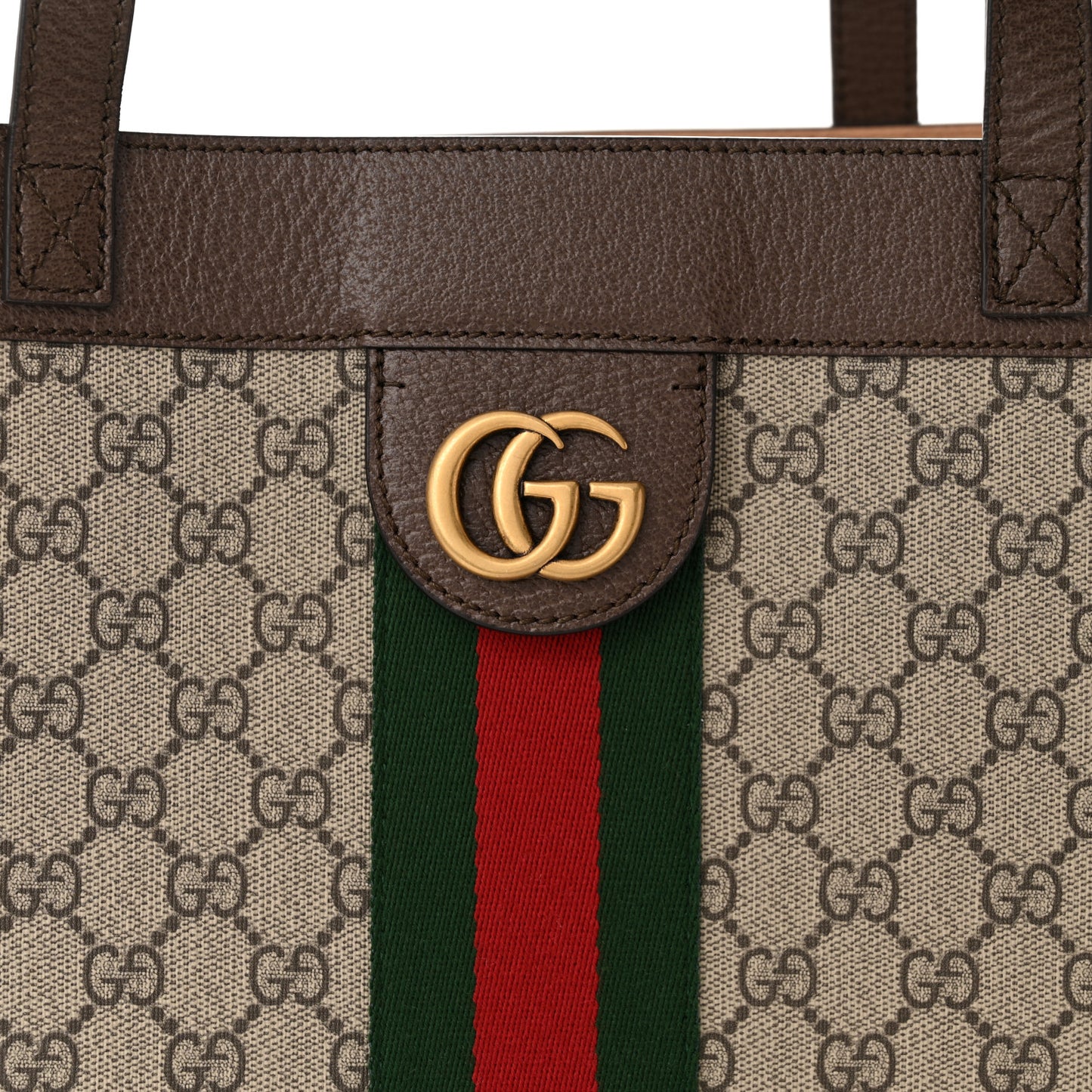 GG Supreme Monogram Web Ophidia Tote Brown