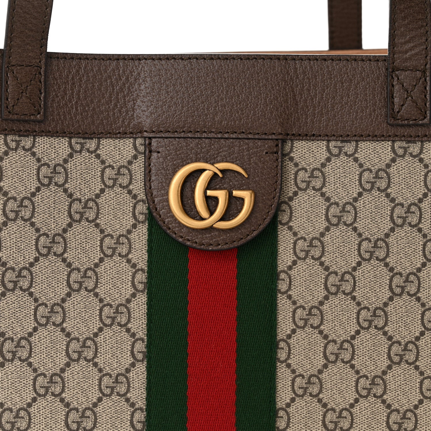 Gucci GG Supreme Monogram Web Ophidia Tote Brown 9 of 13